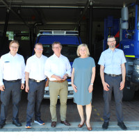 v.l.n.r. Magnus Gfüllner, stv. Zugführer; Günter Felsmann, Ortsbeauftragter; Georg Nagler, Bürgermeister Moosinning SPD; Doris Rauscher, MdL SPD; Dominik Fehr, 2. Vorsitzender Ortsverband Markt Schwaben e.V.